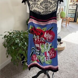 VERSACE JEANS COLLECTION - “AUTHENTIC” Floral Monogram Dress- Black, Blue, Red